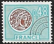 Monnaie gauloise - 0F48 bleu et brun