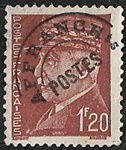 Maréchal Pétain, type Hourriez, 1 F20 brun-rouge Préoblitéré - typographie
