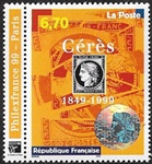 Cent cinquantième anniversaire du premier timbre-poste français Le Cérès noir 1900 (avec étique