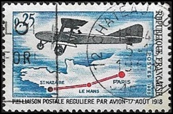 Première liaison postale régulière par avion Paris - Le Mans - Saint-Nazaire - 17 août 1918